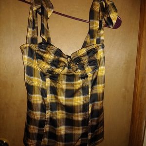 Lioness brand Boo'd Up Yellow Plaid Bustier Top. Size L.